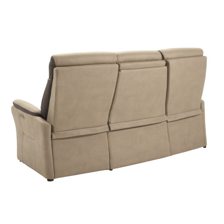 Canapé Relax électrique 3 places New Nobuck beige et gris foncé - COIMA