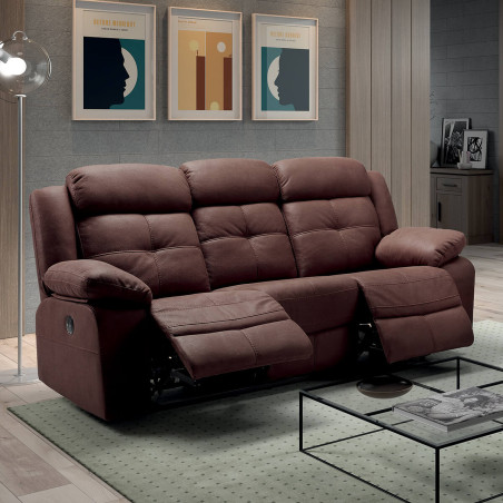 Canapé relax électrique 3 places chocolat - FARON