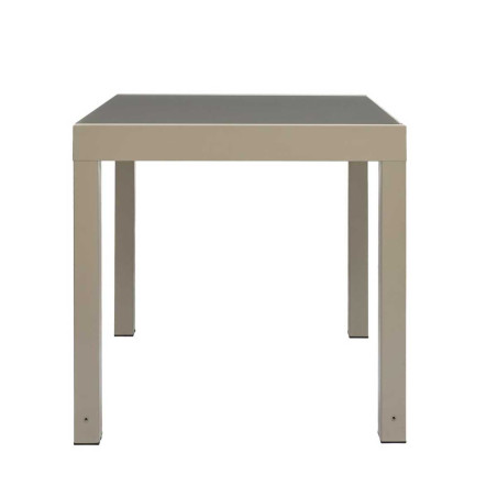 Table jardin extensible 80x80/160 en alu beige et plateau en verre trempé - ARIOR
