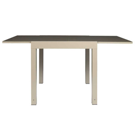 Table jardin extensible 80x80/160 en alu beige et plateau en verre trempé - ARIOR