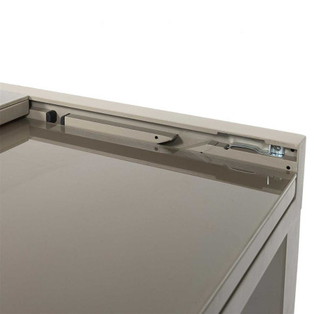 Table jardin extensible 80x80/160 en alu beige et plateau en verre trempé - ARIOR