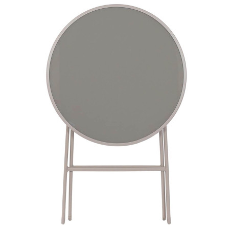 Table pliante de jardin ronde beige en métal et verre trempé - SOHIA