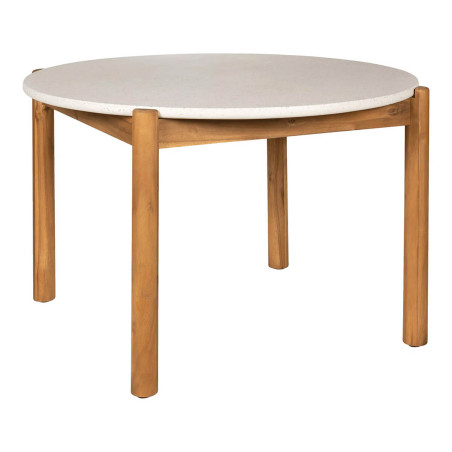 Table repas de jardin Ø120 cm en acacia et terrazzo - LORIRA