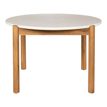 Table repas de jardin Ø120 cm en acacia et terrazzo - LORIRA