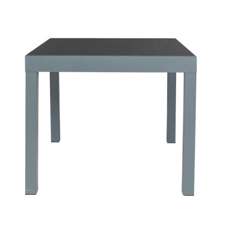 Table allongeable de jardin grise en métal, plateau verre trempé - AYDIA