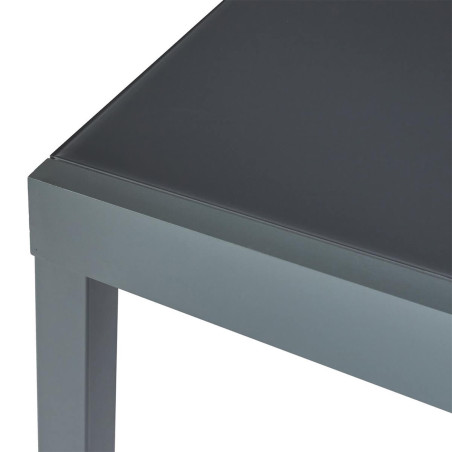 Table allongeable de jardin grise en métal, plateau verre trempé - AYDIA