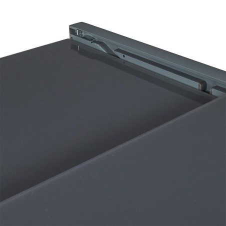 Table allongeable de jardin grise en métal, plateau verre trempé - AYDIA