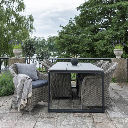 Table jardin rectangulaire 220 cm aspect bois et aluminium - KAIRO