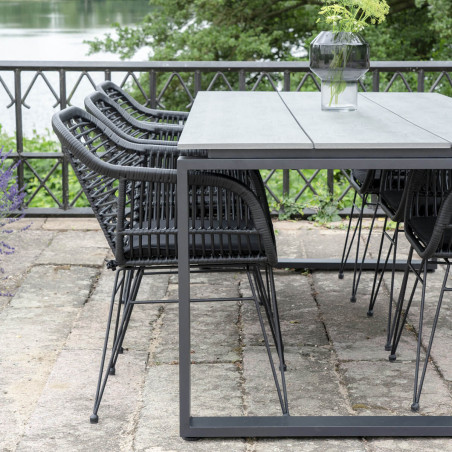 Table jardin rectangulaire 220 cm aspect bois et aluminium - KAIRO