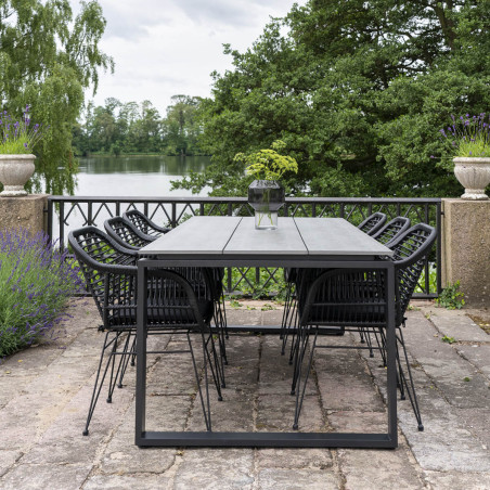 Table jardin rectangulaire 220 cm aspect bois et aluminium - KAIRO