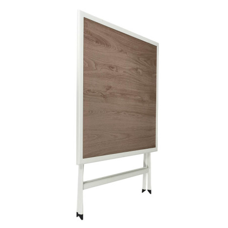 Table Pliante de Jardin Carrée en métal et verre décor imitation bois - HANEA