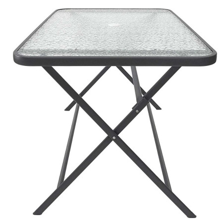 Table pliante métal anthracite et plateau en verre trempé - CHRISTIN
