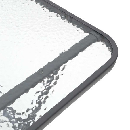 Table pliante métal anthracite et plateau en verre trempé - CHRISTIN