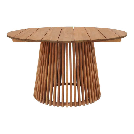 Table repas de jardin Ø120 cm en teck massif, pied central ajouré - LIRIRA