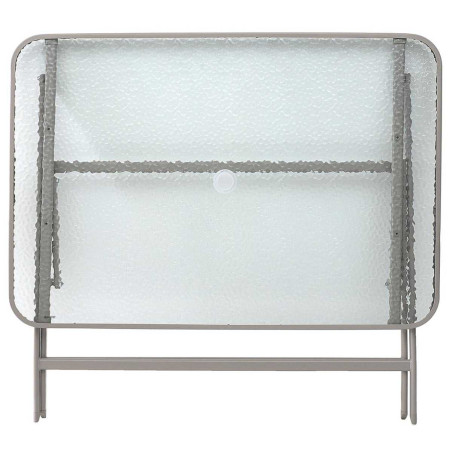 Table pliante en métal beige et plateau en verre trempé - CHRISTIN