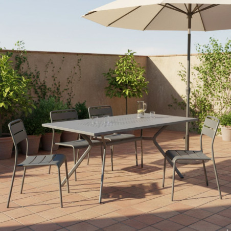 Table de jardin en acier gris traité anti-corrosion - BERAKOR