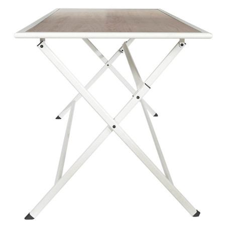 Table pliante de jardin en métal et verre décor imitation bois - HANEA