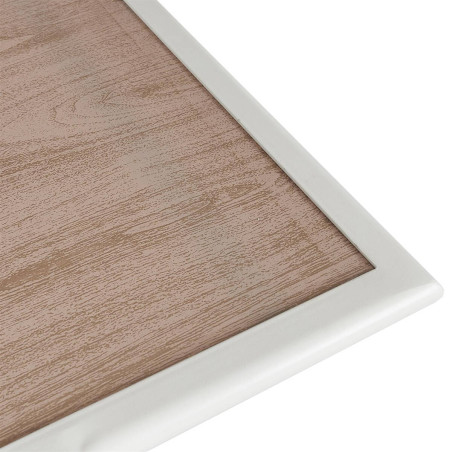 Table pliante de jardin en métal et verre décor imitation bois - HANEA