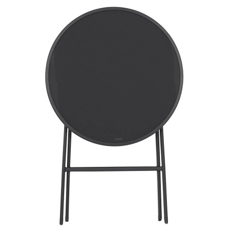 Table pliante de jardin ronde grise en métal et verre trempé - SOHIA