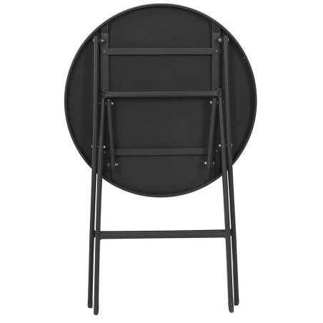 Table pliante de jardin ronde grise en métal et verre trempé - SOHIA