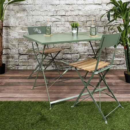 Table de jardin pliante kaki 110x70cm - MANAS