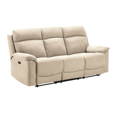Canapé 3 Places Relax Manuel Tissu Ivoire - HUESA