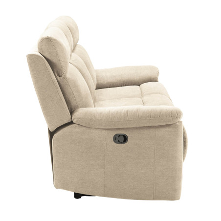 Canapé 3 Places Relax Manuel Tissu Ivoire - HUESA