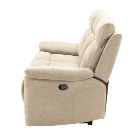 Canapé 3 Places Relax Manuel Tissu Ivoire - HUESA