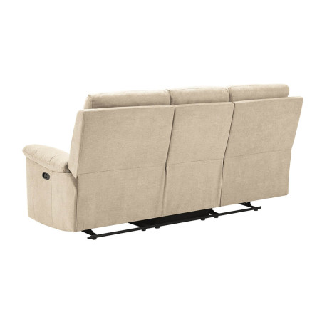 Canapé 3 Places Relax Manuel Tissu Ivoire - HUESA
