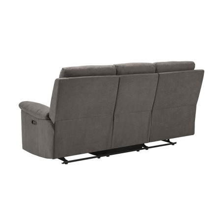 Canapé 3 Places Relax Manuel Tissu Gris - HUESA