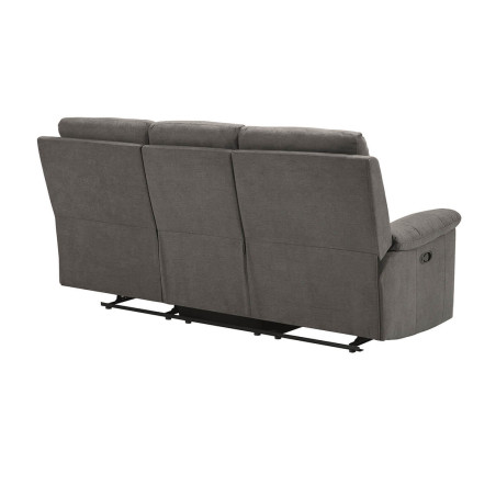 Canapé 3 Places Relax Manuel Tissu Gris - HUESA