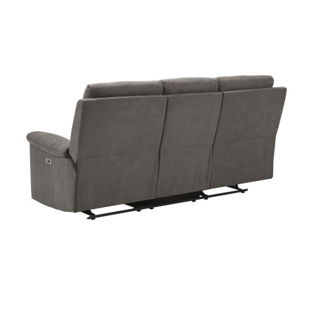 Canapé 3 Places Relax Électrique Tissu Gris - HUESA