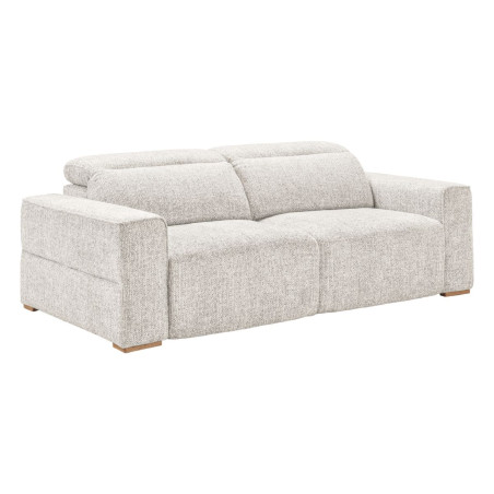 Canapé 3 places électriques en tissu bouclé gris perle - HAVANOR