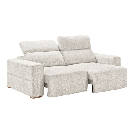 Canapé 3 places électriques en tissu bouclé gris perle - HAVANOR