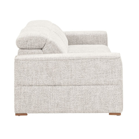 Canapé 3 places électriques en tissu bouclé gris perle - HAVANOR