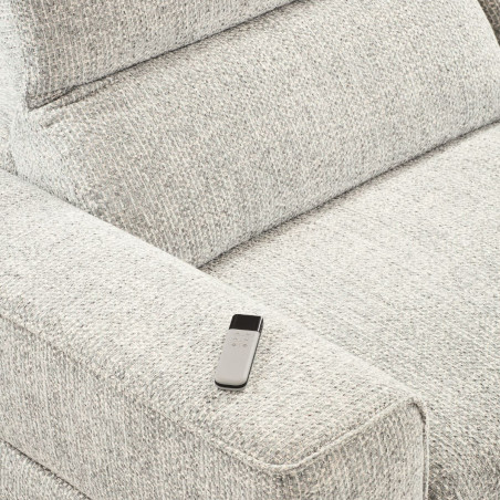 Canapé 3 places électriques en tissu bouclé gris perle - HAVANOR