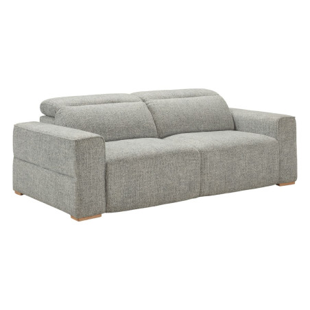 Canapé 3 places électriques en tissu bouclé bleu-gris - HAVANOR