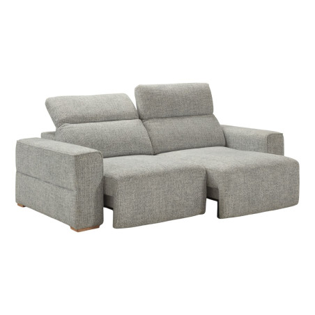 Canapé 3 places électriques en tissu bouclé bleu-gris - HAVANOR