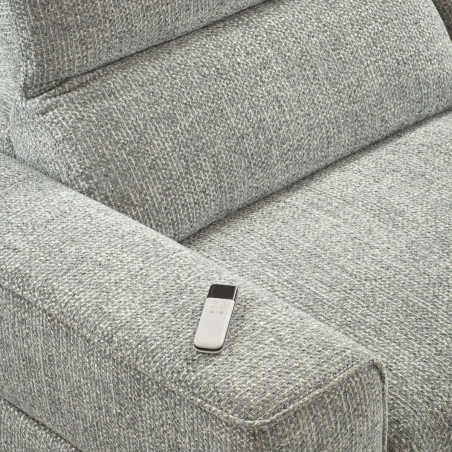 Canapé 3 places électriques en tissu bouclé bleu-gris - HAVANOR