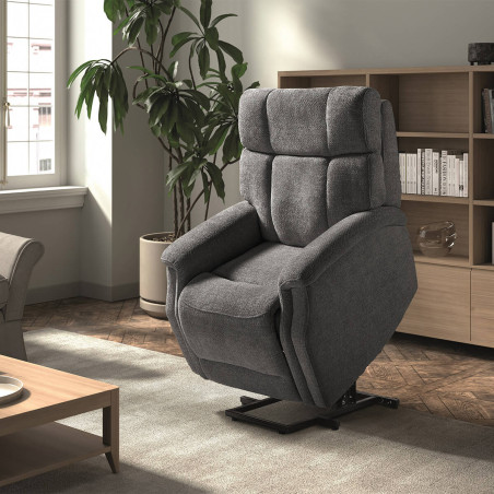 Fauteuil relax releveur électrique tissu gris foncé - LINIRA