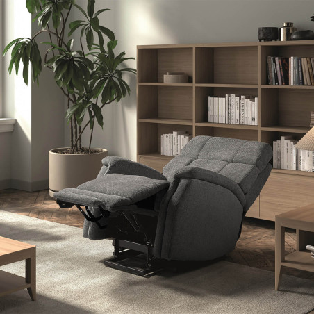 Fauteuil relax releveur électrique tissu gris foncé - LINIRA