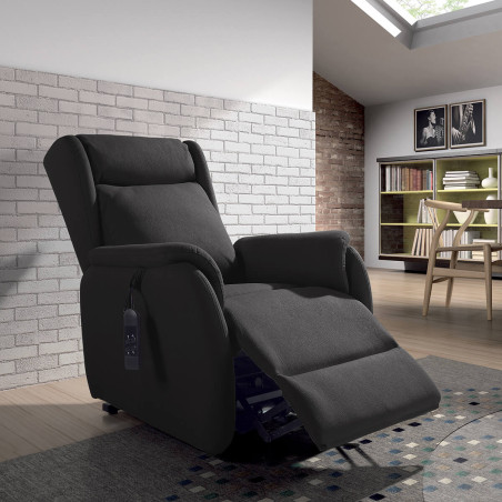 Fauteuil releveur tissu gris foncé - ZAREL
