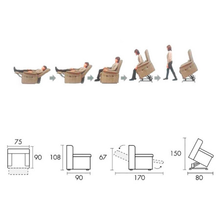 Fauteuil releveur tissu gris foncé - ZAREL