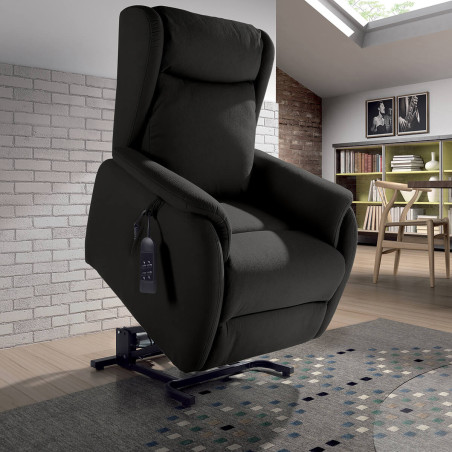 Fauteuil releveur tissu gris foncé - ZAREL