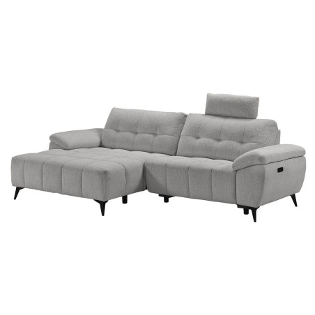Canapé relax méridienne gauche tissu bubble gris foncé - VILIRA