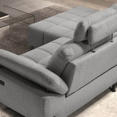 Canapé relax méridienne gauche tissu bubble gris foncé - VILIRA