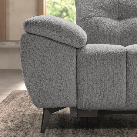 Canapé relax méridienne gauche tissu bubble gris foncé - VILIRA