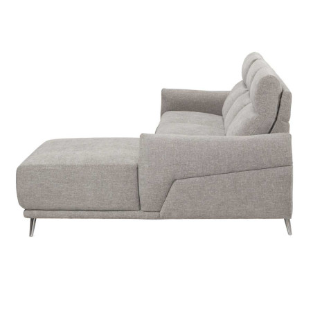 Canapé 3 places relax élec méridienne droite tissu chiné gris clair - SANTIAGOR