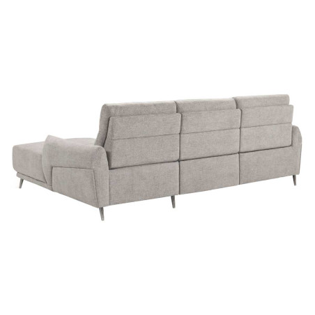 Canapé 3 places relax élec méridienne droite tissu chiné gris clair - SANTIAGOR