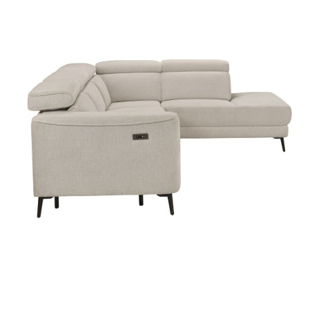 Canapé d’angle droit relax électrique 2 places tissu beige - BAMAKOR